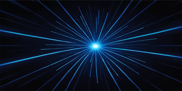 A bright blue star burst with glowing energy patterns and a laser light beam explosion creates a motion-filled fractal design against a dark space background