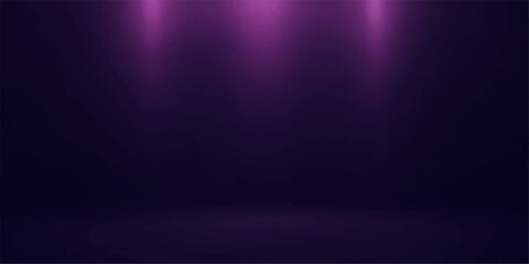 A dark purple and blue background with a stage spotlight creates a glowing night effect of motion and light energy through a bright color pattern texture © MDNUR