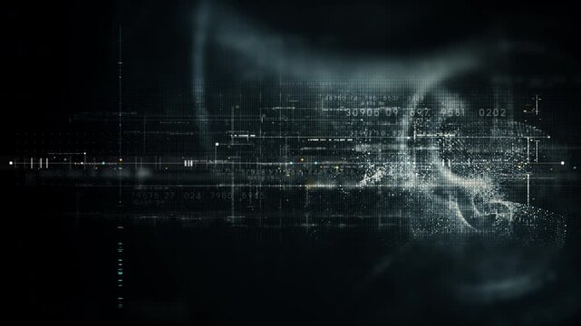 Futuristic screen display matrix, hi-tech digital data telemetry with encrypted numbers, display dynamic background for computer desktop screen display format