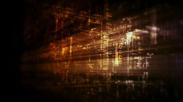 Futuristic screen display matrix, hi-tech digital data telemetry with encrypted numbers, display dynamic background for computer desktop screen display format