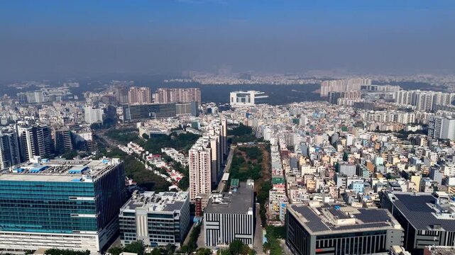 A sweeping view of Hyderabad &mdash; where tech corridors, vertical living, and expanding suburbs meet under a vast Deccan sky.