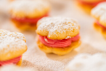 Lemon Spritz Cookie Sandwich with Cranberry Buttercream