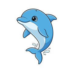Obraz premium Smiling Dolphin Cartoon Character Illustration – Cute Marine Animal Vector