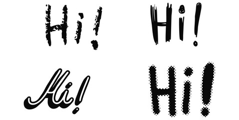 Words hi collection vector for social media banners. Ideal for symbolizing friendly introductions, casual communication, and welcoming messages in digital designs. © Taliax