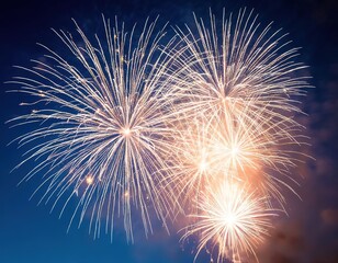 Obraz premium fireworks against a dark blue sky.