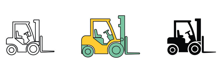 Fototapeta premium Forklift Icon Symbol Template, Vector Illustration Featuring Editable Graphics of Industrial Forklift, Material Handling Vehicle