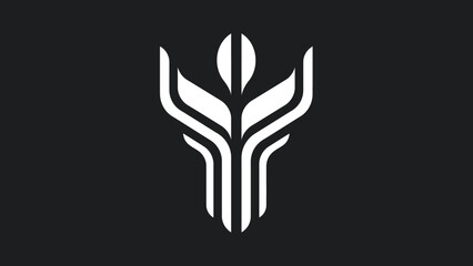 Abstract White Symbol Resembling A Stylized Plant Or Flower.