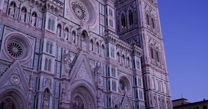 Duomo and Giotto&rsquo;s Bell Tower Details at Dusk, Florence Italy