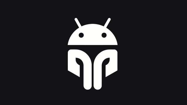Android Robot Logo Design Minimalist White Icon.
