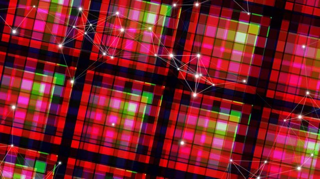 Vibrant Red Plaid Pattern with Lights.