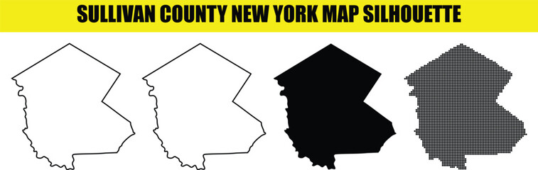 sullivan county new york map silhouette new york maps sullivan county map usa county map black and white vector © Md Asif Shahnaoaz
