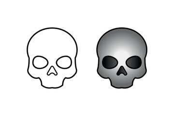 Fototapeta premium Minimal Skull Icon Vector, Outline and Metallic Shading