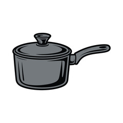 Saucepan with lid isolated on white background.