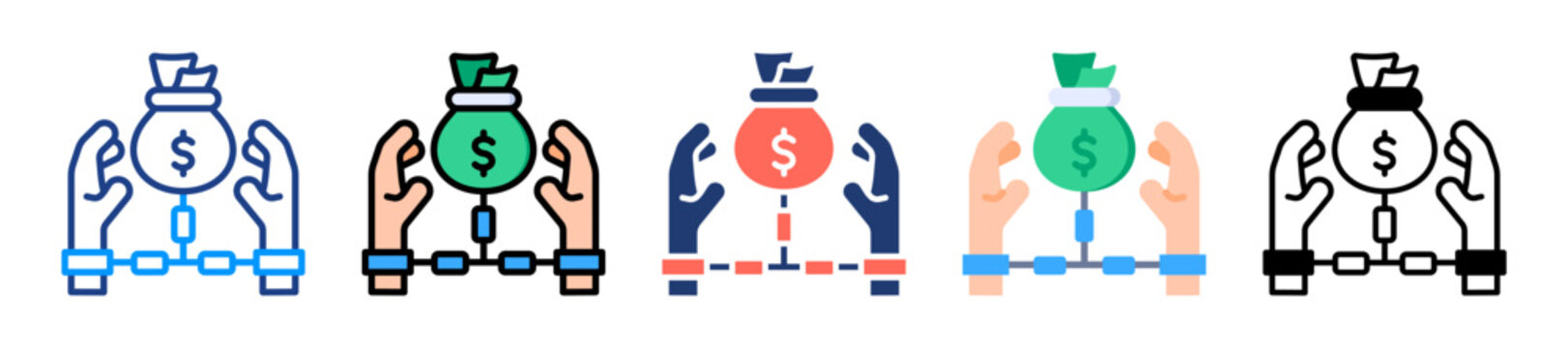 Criminal Finance Icon Sheet Multiple Style Collection 