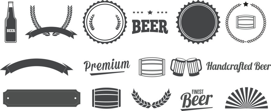 Vintage Beer Label Badges and Brewery Elements Vector Set