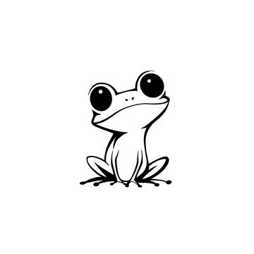 Tree Frog. Tree Frog simple black and white line art vector logo