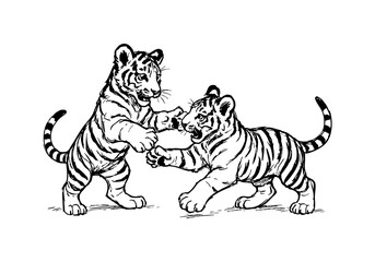 Tiger hand drawn simple sketch vector illustration
