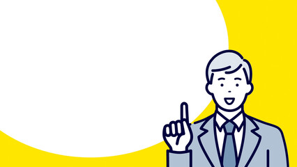 紹介するビジネスマンと吹き出し　コピースペース