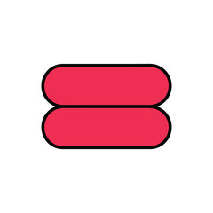 Red equal sign symbol with thick black outline.