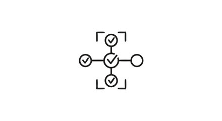 Obraz premium Centralized Checkmarks and Nodes Representing Successful Connections.