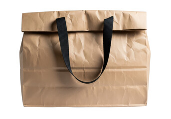 Obraz premium Large beige canvas tote bag with black straps and handles