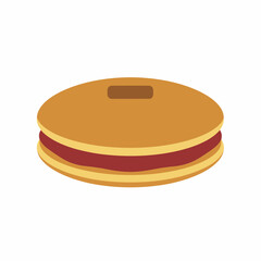 Delicious Japanese dorayaki pancake sandwich, a traditional sweet dessert filled with luscious red bean paste, perfect for snack time or a delightful treat