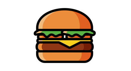 Delicious burger illustration isolated on white background for fast food designs