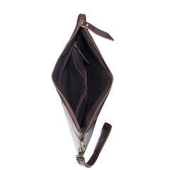 Open and empty leather wallet isolated on white background, perfect for leather product catalog design