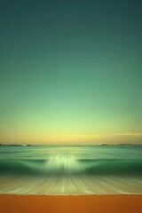 Seaside landscape with smooth waves and pastel tones during sunset creates a calming atmosphere for relaxation and reflection on the beach