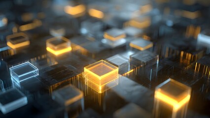 Fototapeta premium Abstract Visualization of Blockchain Network in Digital Space