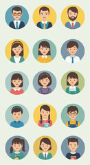 Collection of Cartoon People Avatars and Icons.