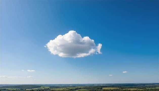 Capture the imagery of a single cloud drifting across a clear blue sky, symbolizing freedom and the simplicity of thoughts.
