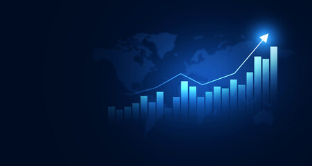 Finance chart,stock market business and exchange financial growth graph. Stock market investment trading graph growth