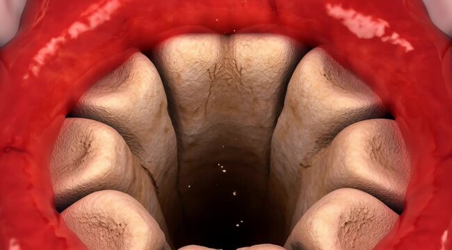 Human Throat and Oral Cavity Anatomy Close Up Medical 3D Illustration