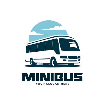 professional minibus logo design with sky background