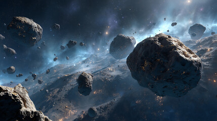 Asteroid Field in Deep Space