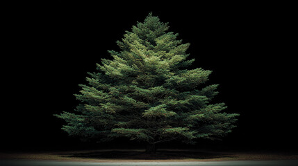 Single Fir Tree in Dark Studio