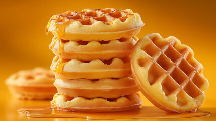 Golden Crispy Waffles Close Up