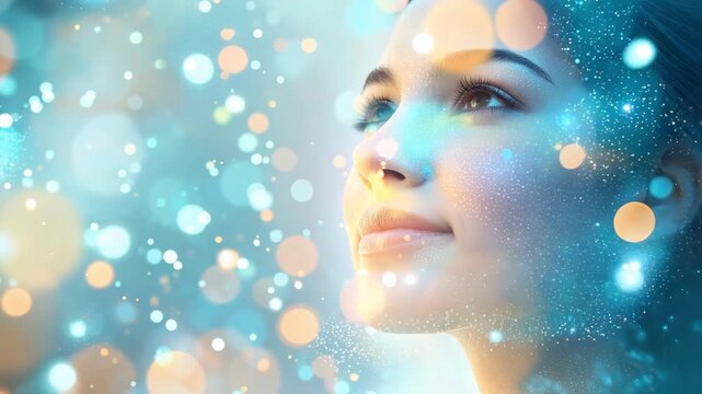 A close look at facial expressions highlighted with various colors and light effects in an artistic portrayal