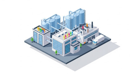 Obraz premium Isometric Factory Buildings Industrial Complex.