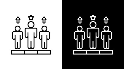 Fototapeta premium Team Leadership Outline White Icon Set Design