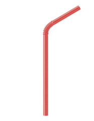 Red plastic straw red straw bendable straw drinking straw isolated on a transparent background