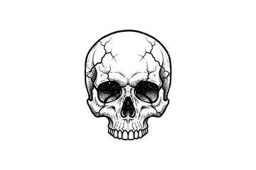 Obraz premium Intricate vintage skull with cracks on white background