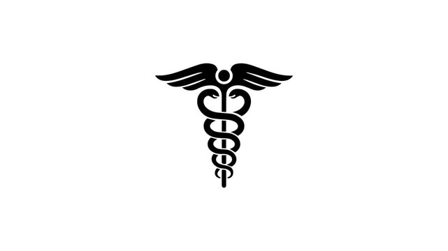 Caduceus medical symbol healthcare and medicine icon isolated animation with white background