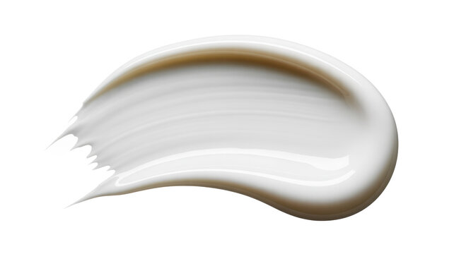 White cream cosmetic smear on white background swatch isolated on a transparent background