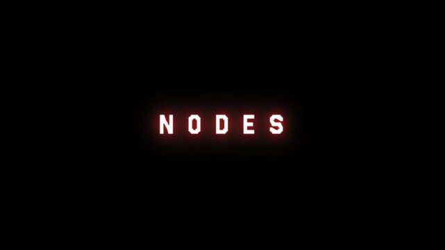 Red glowing NODES text animation on dark background, perfect for technology branding, developer intro videos, and modern digital presentations.