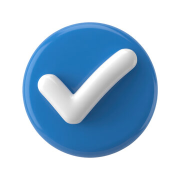 Blue circle with white checkmark on white background isolated on a transparent background