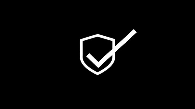 A stark minimalist image presents a white hexagonal shield shape centered against a completely black background evoking security high quality professional detailed