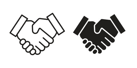 Fototapeta premium Handshake icon elements. A modern flat and line icons set