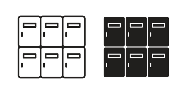 Lockers icon elements. A modern flat and line icons set